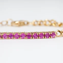 Pink Sapphire Cuban Link Bracelet