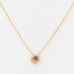 Pink Sapphire Midi Mosaic Shape Necklace