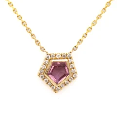 Pink Sapphire Midi Mosaic Shape Necklace