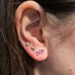 Pink Sapphire Pebble Studs