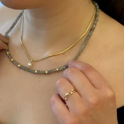 Princess & Round Diamond Thin Band Ring