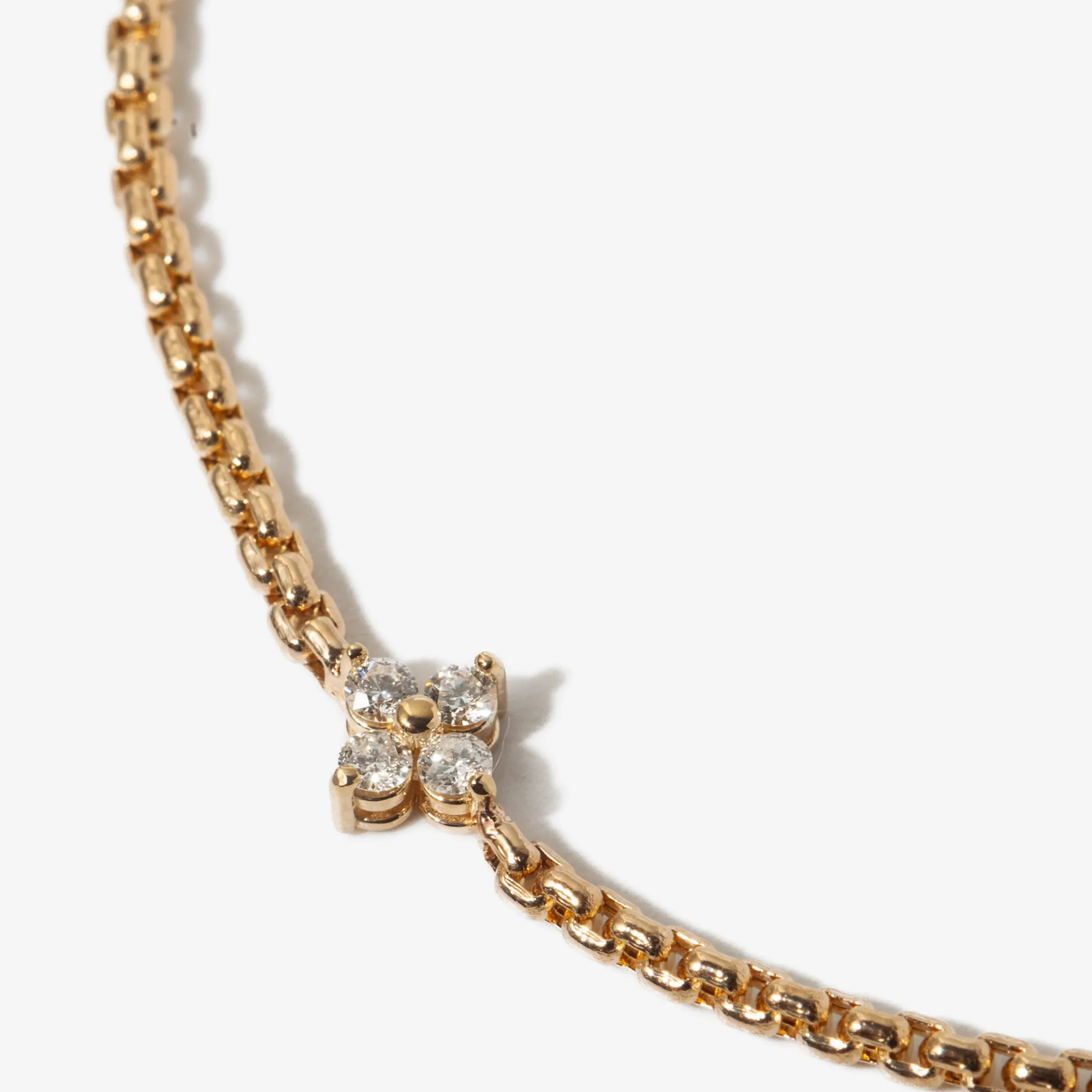 Prong Diamond Quad Box Chain Bracelet