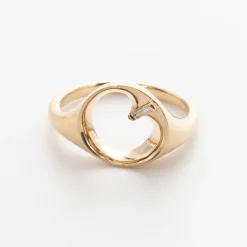 Reverie Open Circle Baguette Diamond Signet Ring