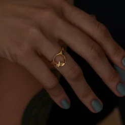 Reverie Open Circle Baguette Diamond Signet Ring