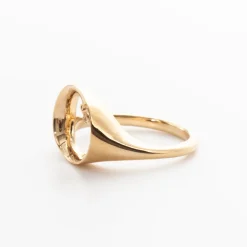 Reverie Open Circle Baguette Diamond Signet Ring