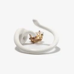 Rock Crystal Marquise & White Enamel Baby Vine Tendril Ring