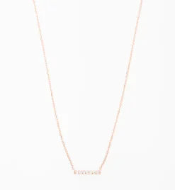 Rose Gold 7 Diamond Tiny Pavé Bar Necklace