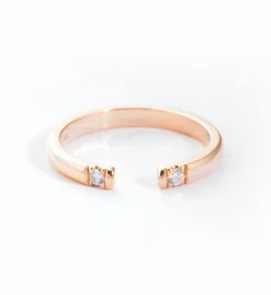 Rose Gold Half Round Two Diamond Ring