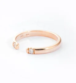 Rose Gold Half Round Two Diamond Ring