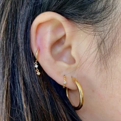 Round & Princess Diamond Dangle Huggies