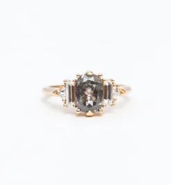 Salt & Pepper Cushion Diamond Theda Ring