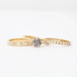 Salt and Pepper Diamond Vault Five-Prong Solitaire