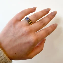 Sapphire & Champagne Diamond Menhir No. 5 Ring