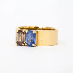 Sapphire & Champagne Diamond Menhir No. 5 Ring