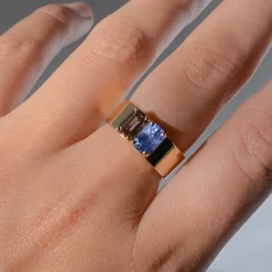 Sapphire & Champagne Diamond Menhir No. 5 Ring