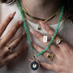 Scattered Star Set Diamonds Square Edge Dog Tag Necklace