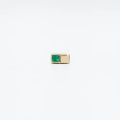 Single Princess Cut Emerald Cube Stud