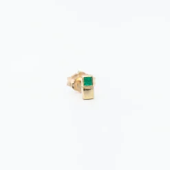 Single Princess Cut Emerald Cube Stud