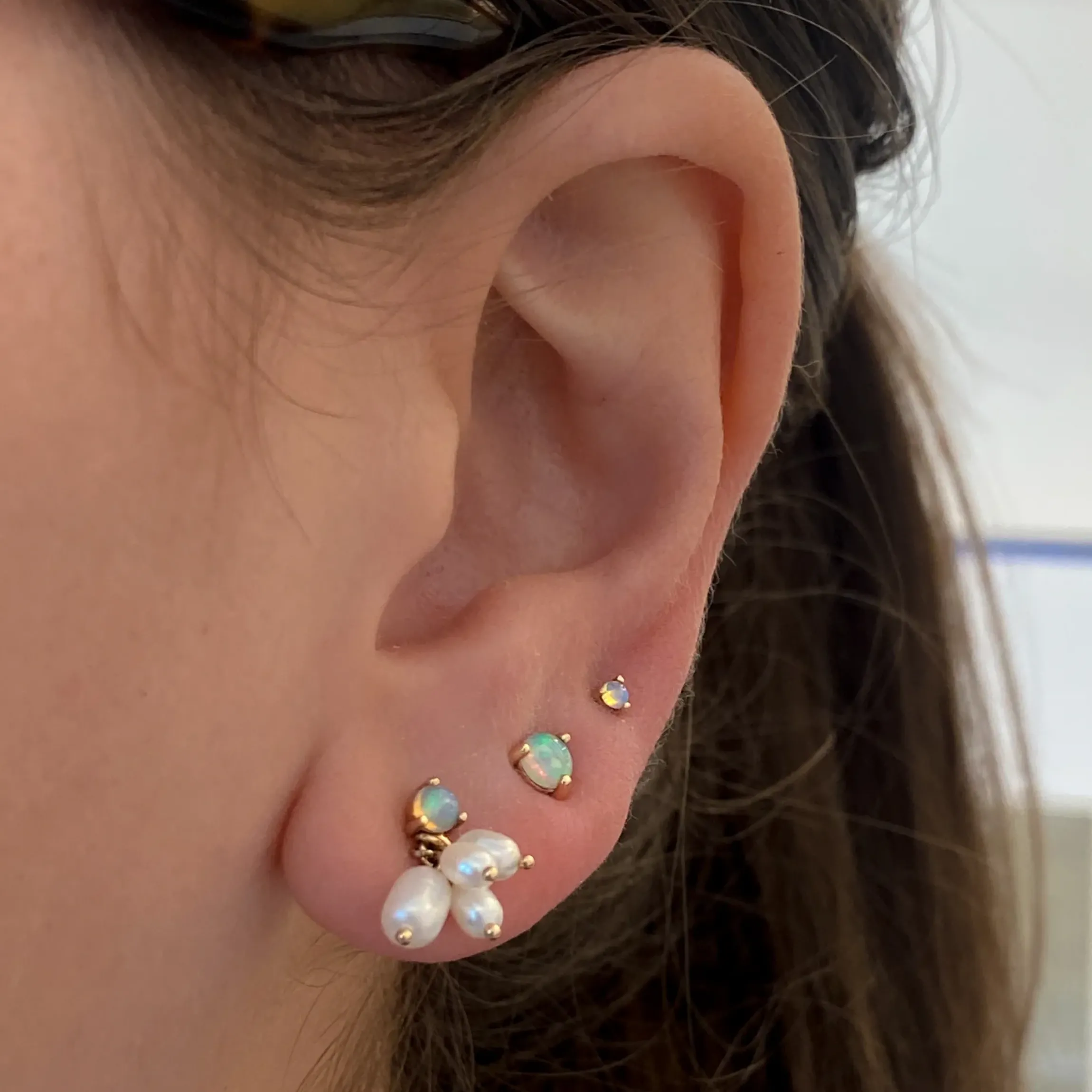 Single Small Opal Stud w/ 5 mm Flat Back