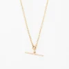 Small Square Oval Link Necklace with Pavé Toggle