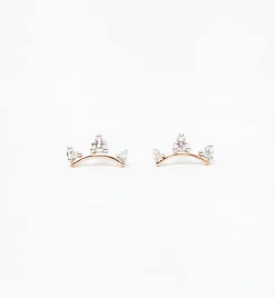 Three Diamond Amigos Curve Studs