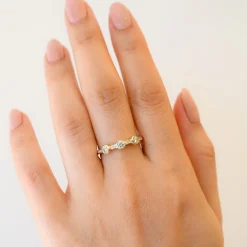 Three Stone White Diamond Theia Ring