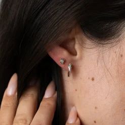 Tiny Bead Diamond Starburst Stud Earrings