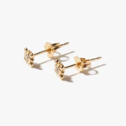 Tiny Bead Diamond Starburst Stud Earrings