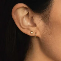 Tiny Bead Diamond Starburst Stud Earrings