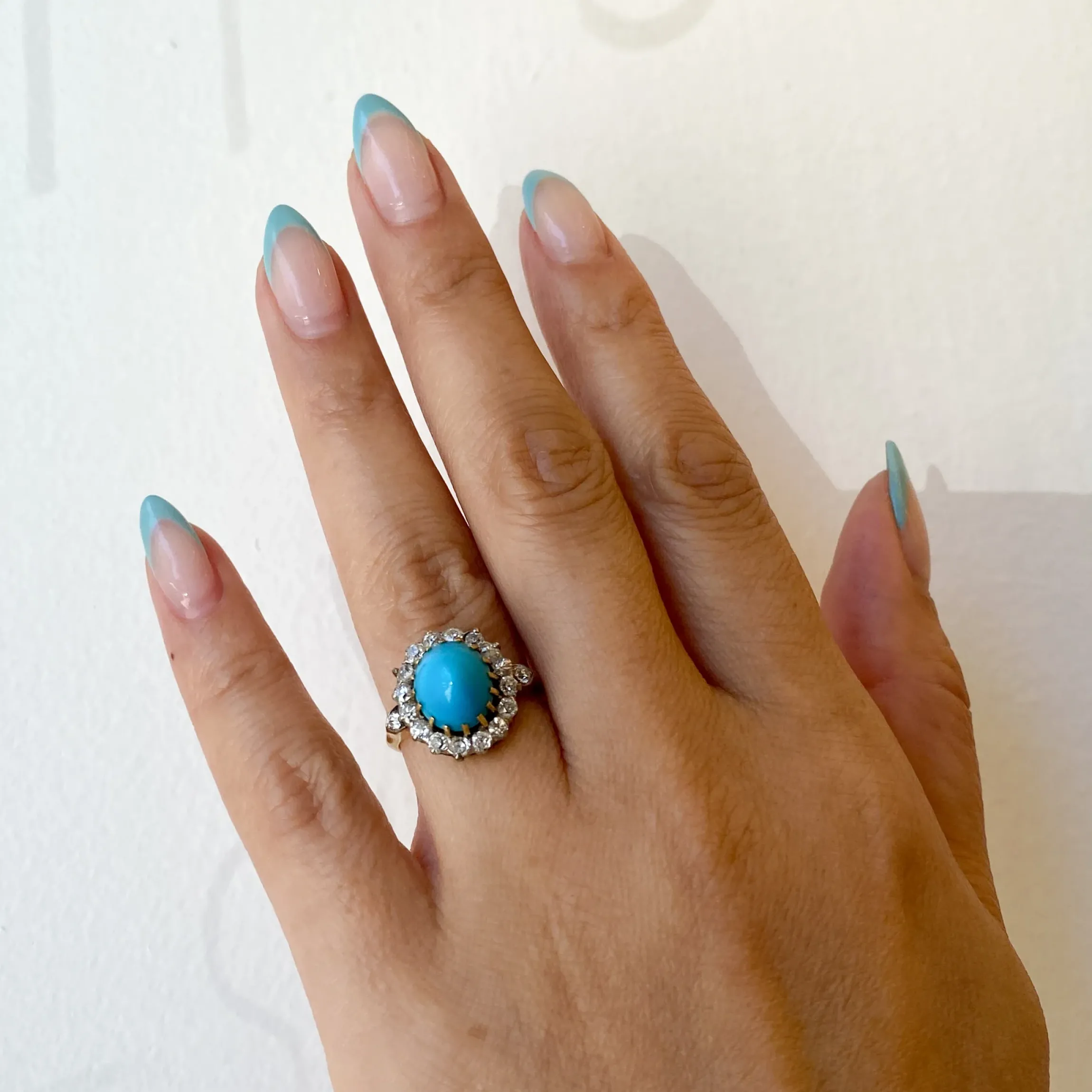Turquoise Cabochon Cluster Ring c. 1900