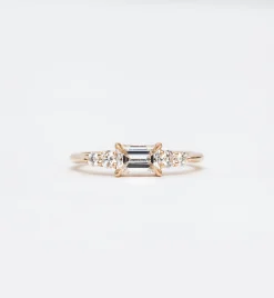 White Diamond Five Stone Bea Ring