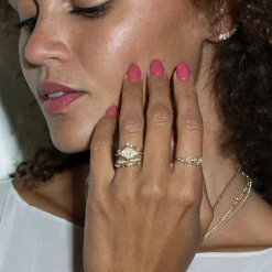 White Diamond Three-Step Triangle Ring