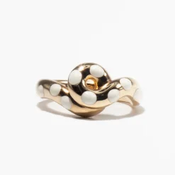 White Enamel Chunky Wave Ring