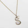 White Enamel Half-Half Initial Pendant Necklace