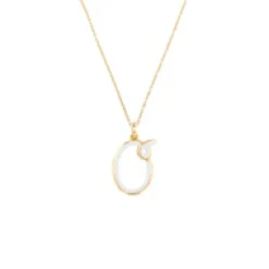 White Enamel Half-Half Initial Pendant Necklace