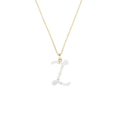 White Enamel Half-Half Initial Pendant Necklace