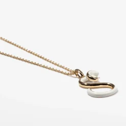 White Enamel Half-Half Initial Pendant Necklace