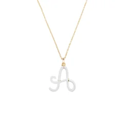 White Enamel Half-Half Initial Pendant Necklace