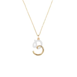 White Enamel Half-Half Initial Pendant Necklace