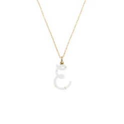 White Enamel Half-Half Initial Pendant Necklace