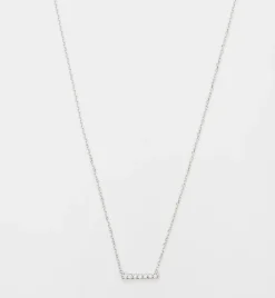 White Gold 7 Diamond Pavé Bar Necklace