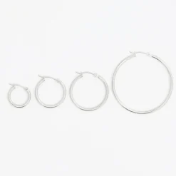 White Gold Hinged Hoop Earrings