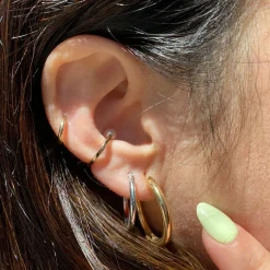White Gold Hinged Hoop Earrings