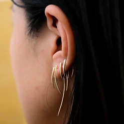 White Gold Infinite Tusk Earrings