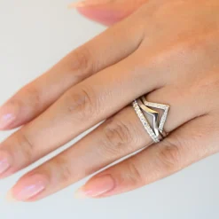 White Gold White Diamond Chevron Bea Band