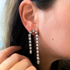 White Zircon Arc Earrings