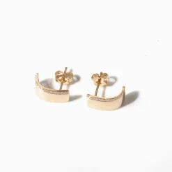 Wide Flat J Huggie Hoop Earrings