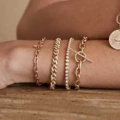 XL Square Oval Link Chain Bracelet With Pavé Diamond Toggle Clasp