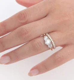 Yellow Gold & White Diamond 2 mm Attelage French-Cut Pavé Band