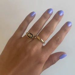 Zodiac Ceramic & Diamond Aries Signet Ring